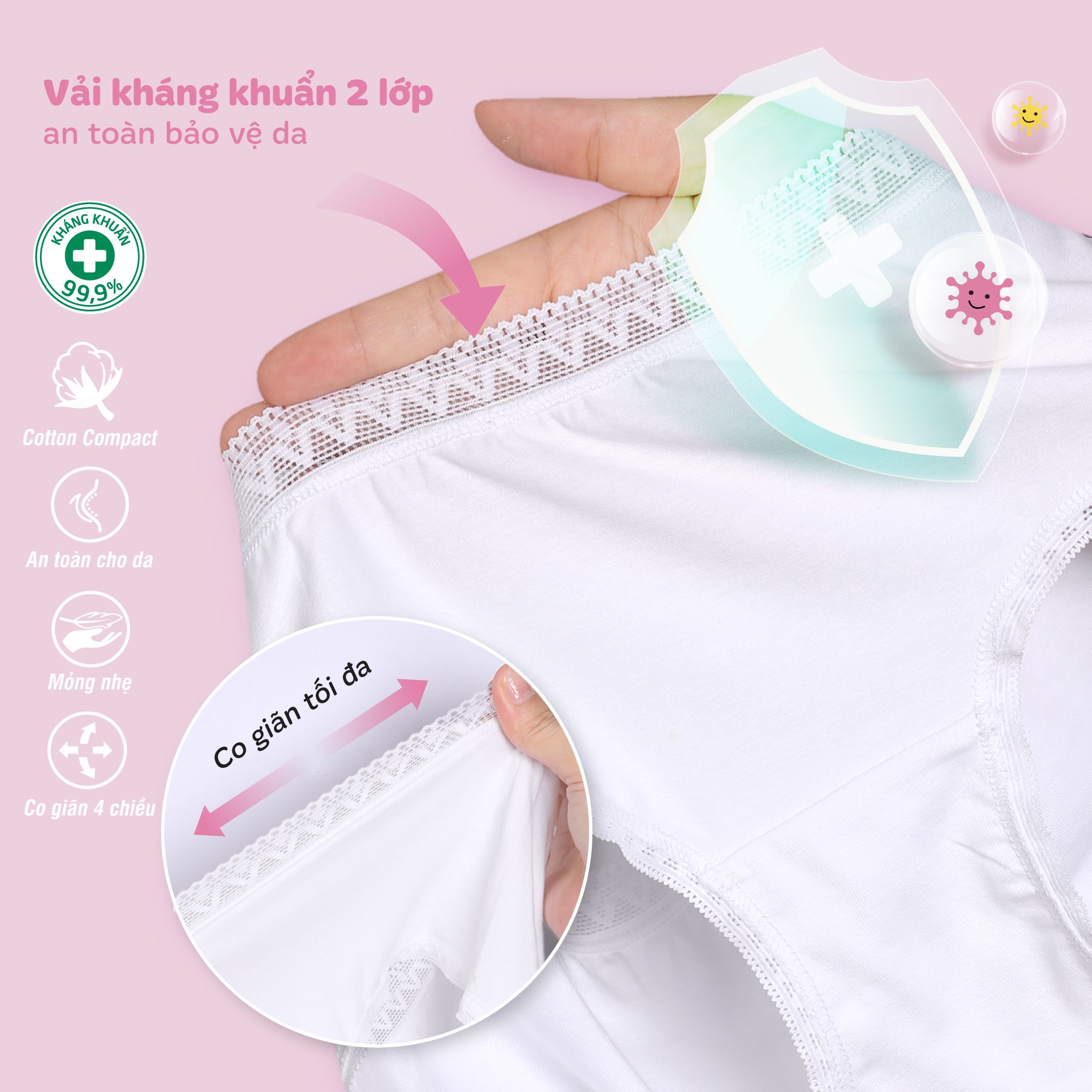 Combo 3 quần lót nữ cấp 3 cotton 027p 8353
