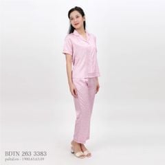 Set đồ bộ nữ kiểu quần dài tay ngắn pijama 263p 3383