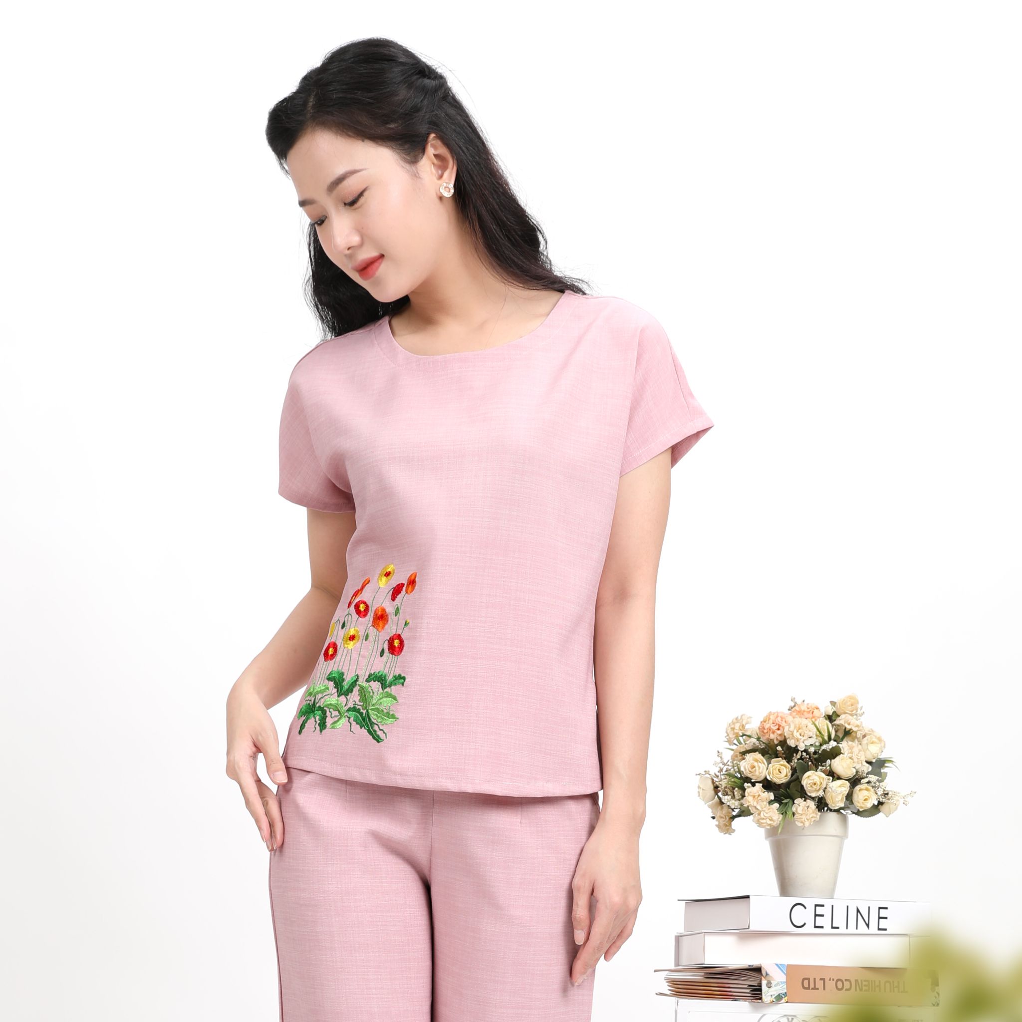 Set đồ bộ nữ kiểu quần dài tay Lỡ Linen 383p 3356