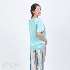 Set đồ bộ nữ kiểu quần dài tay ngắn chất lụa nhung 263p 3347