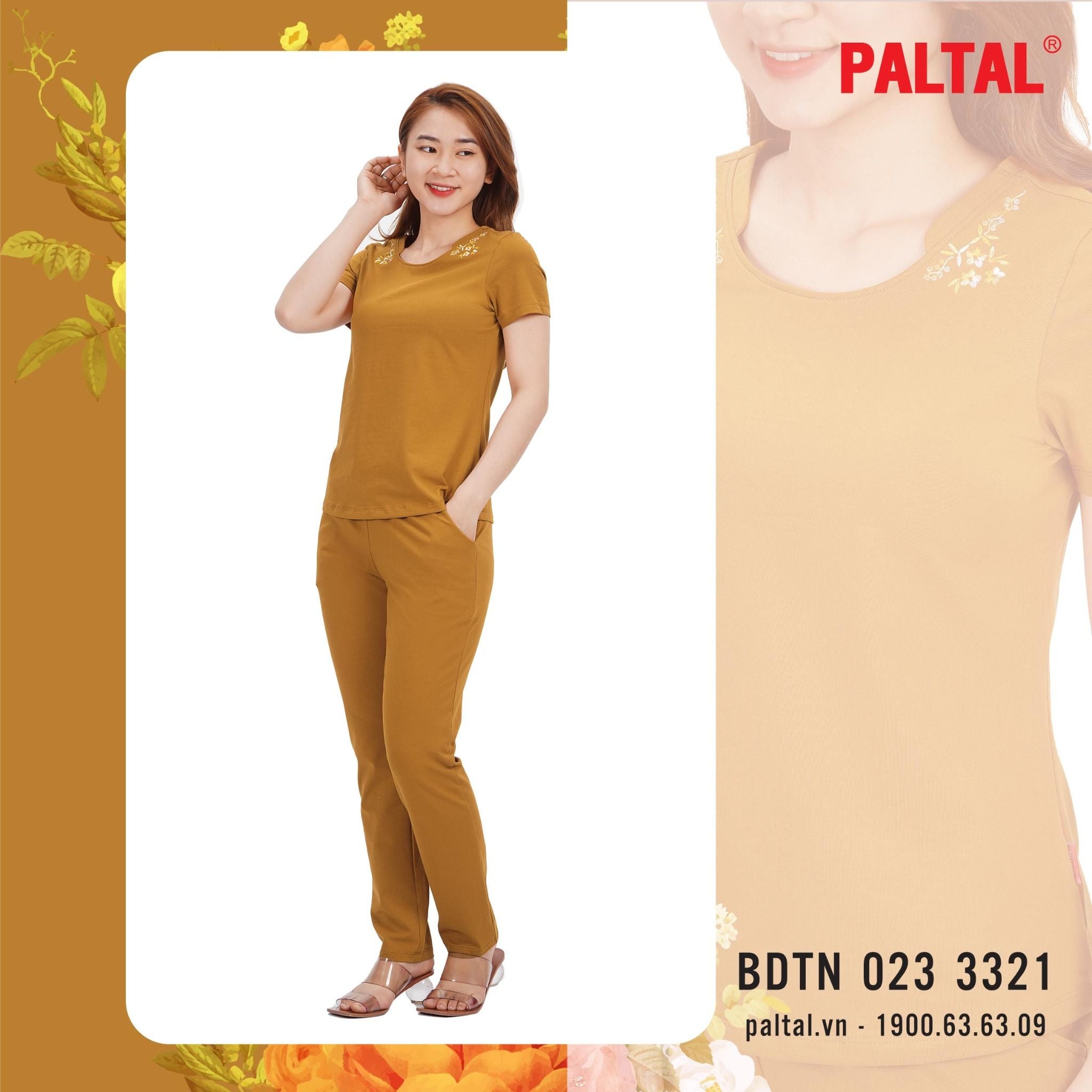 Set đồ bộ nữ kiểu quần dài tay ngắn chất cotton siêu mát 023p 3321