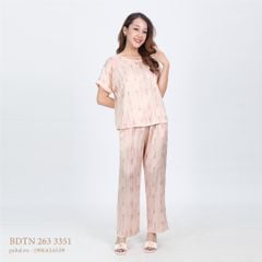 Set đồ bộ nữ kiểu quần dài tay ngắn chất lụa nhung 263p 3351