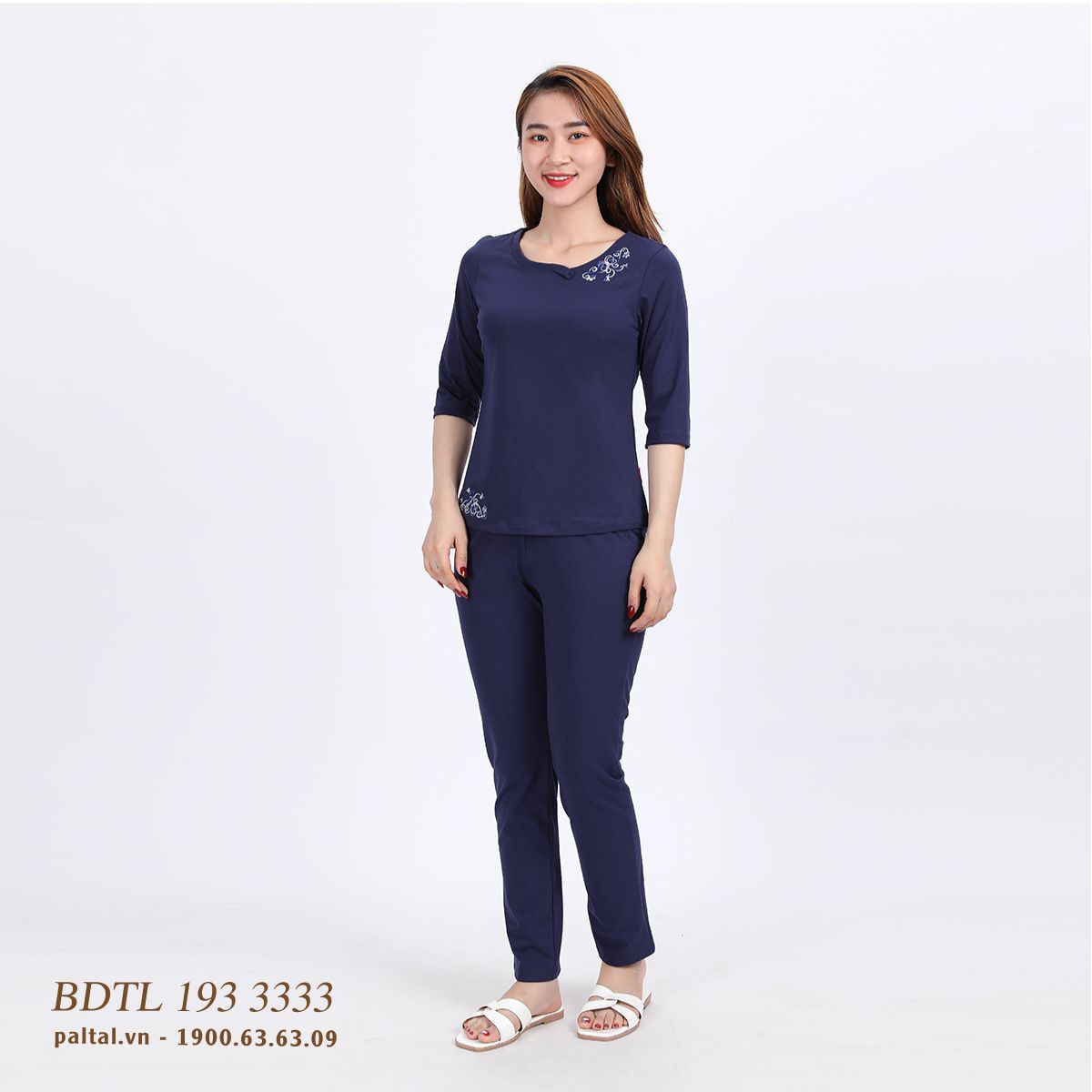 Set đồ bộ nữ kiểu quần dài tay lỡ cotton cvc mát 193p 3333