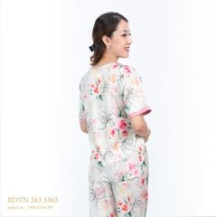 Set đồ bộ nữ kiểu quần dài tay ngắn chất lụa nhung 263p 3363