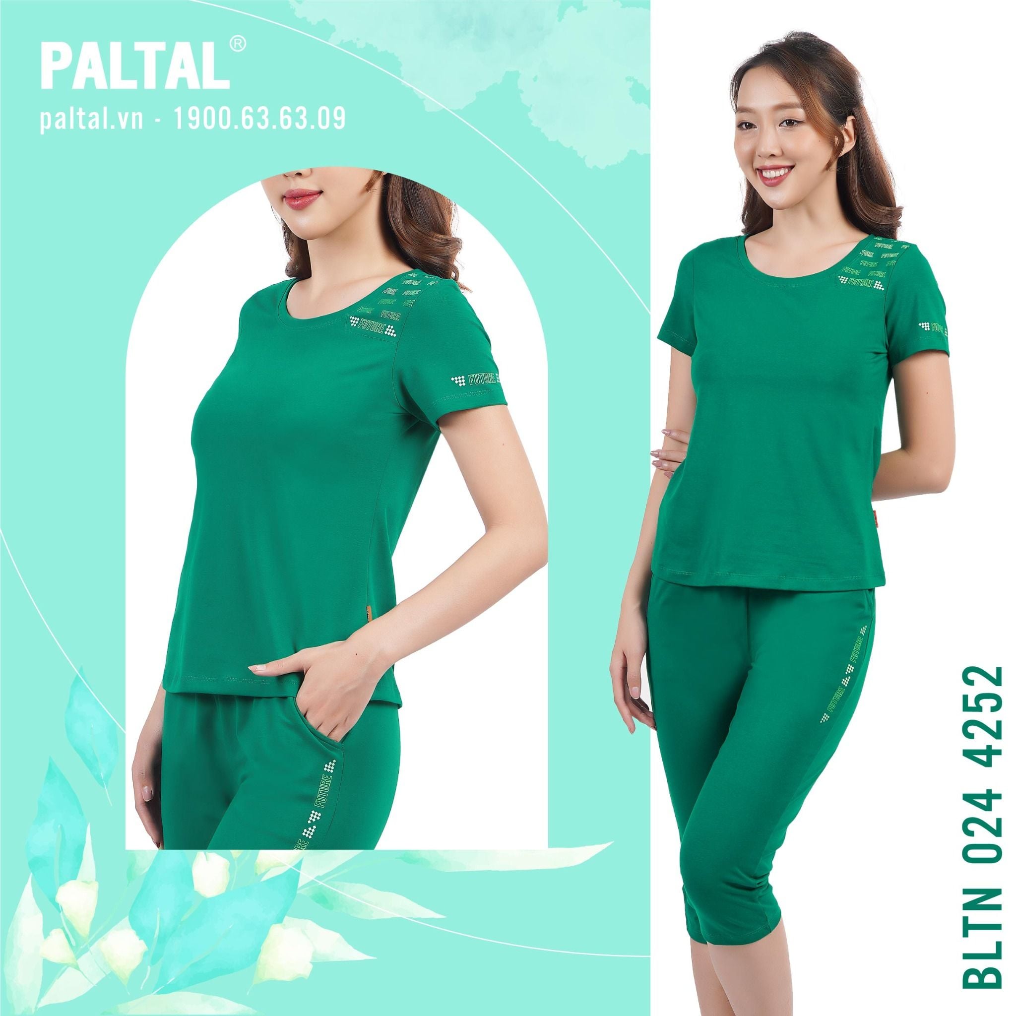 Set đồ bộ nữ kiểu quần lửng tay ngắn chất cotton siêu mát 024p 4252