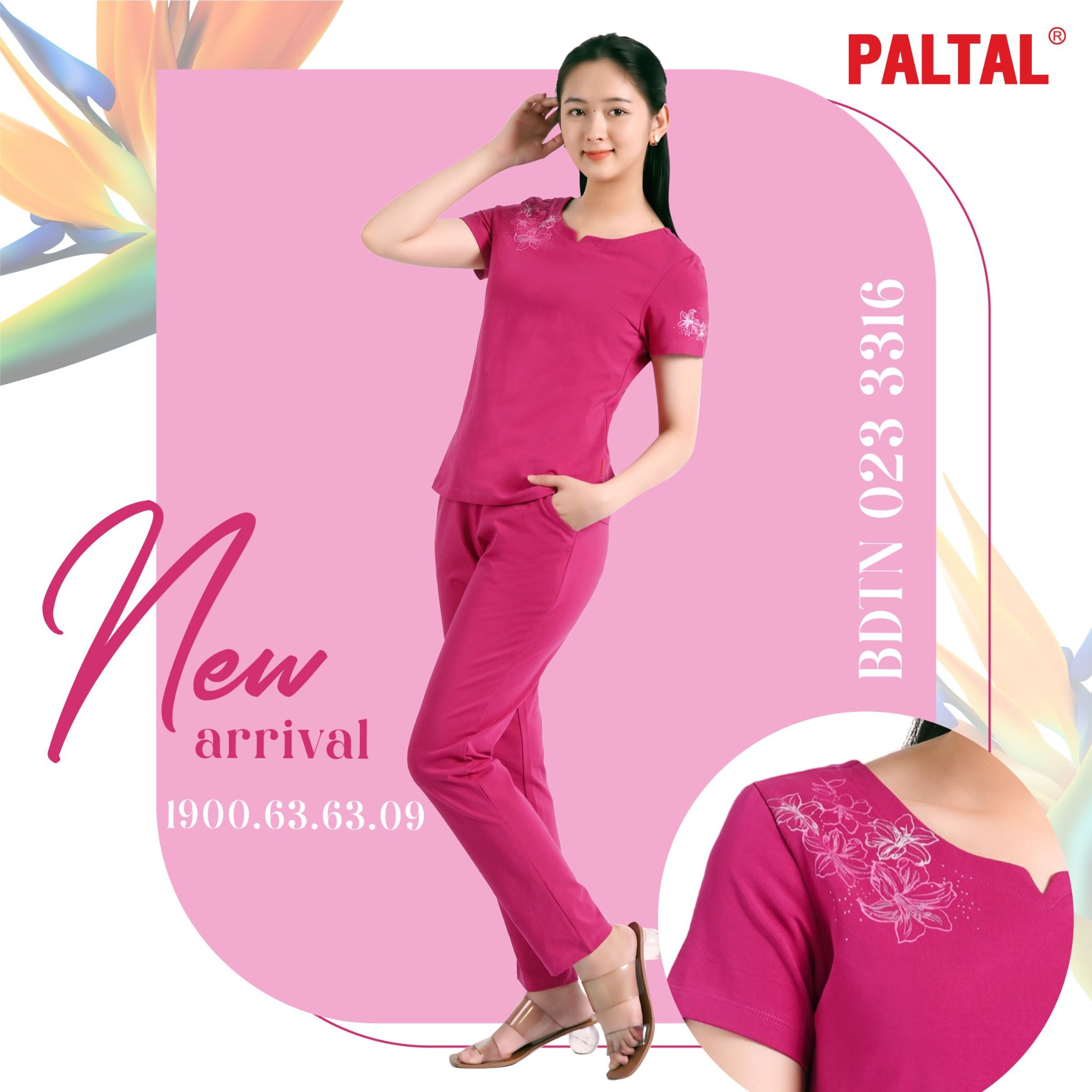 Set đồ bộ nữ kiểu quần dài tay ngắn chất cotton siêu mát 023p 3316