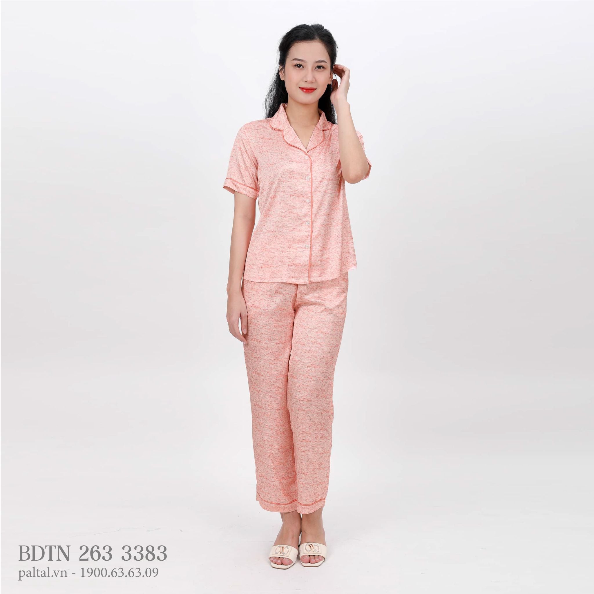 Set đồ bộ nữ kiểu quần dài tay ngắn pijama 263p 3383