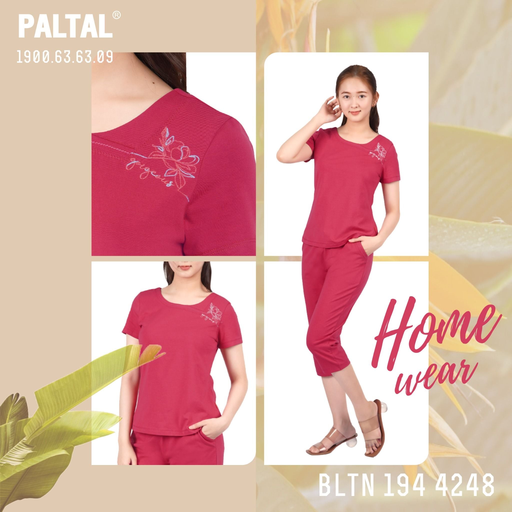 Set đồ bộ nữ kiểu quần lửng tay ngắn cotton cvc mát 194p 4248