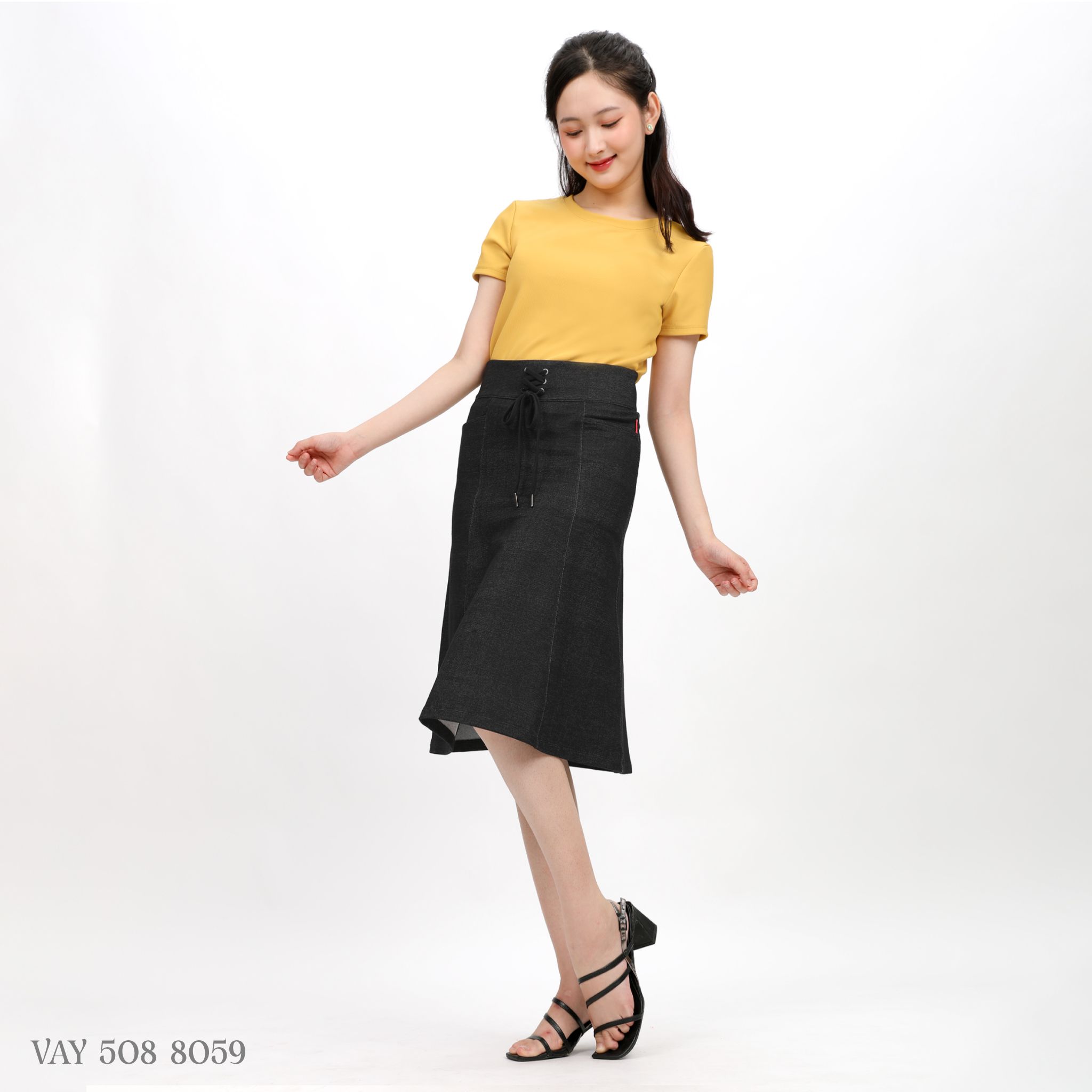 Chân váy dài chất jean thun 502p 8059