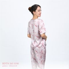 Set đồ bộ nữ kiểu quần dài tay ngắn chất lụa nhung 263p 3350