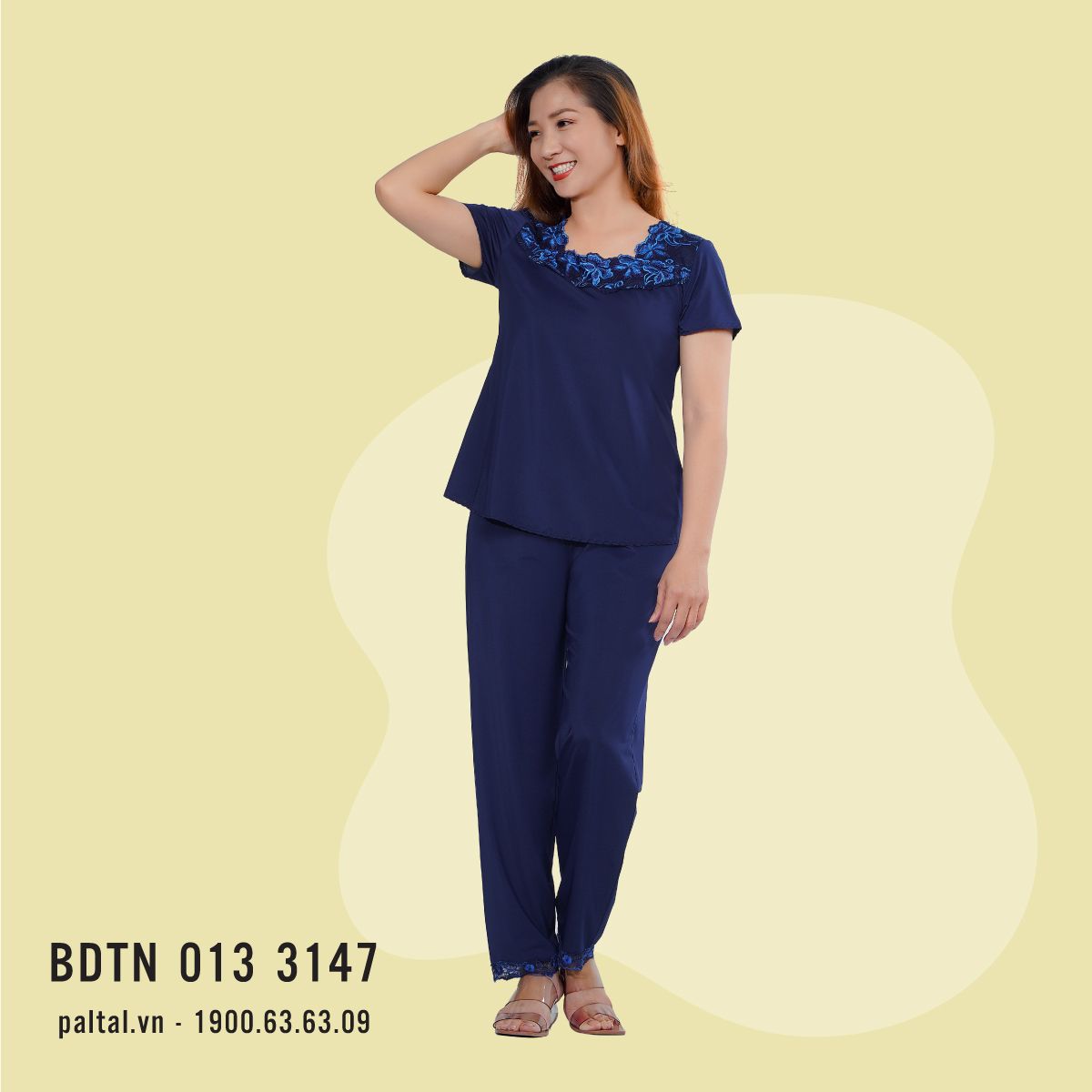 Set đồ bộ nữ kiểu quần dài tay ngắn chất thun lạnh siêu bền 013p 3147