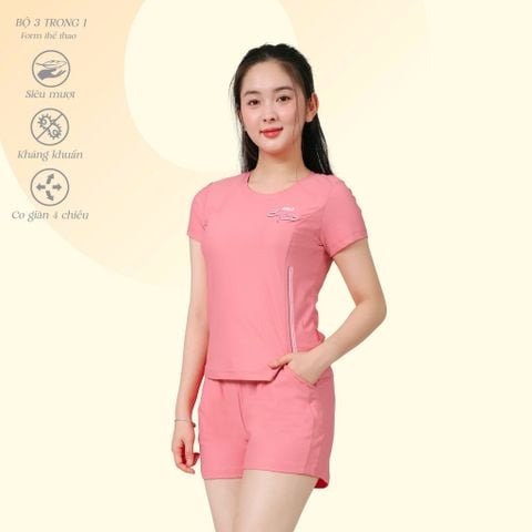 Set đồ bộ nữ kiểu quần đùi tay ngắn chất silk lạnh 375p 5234