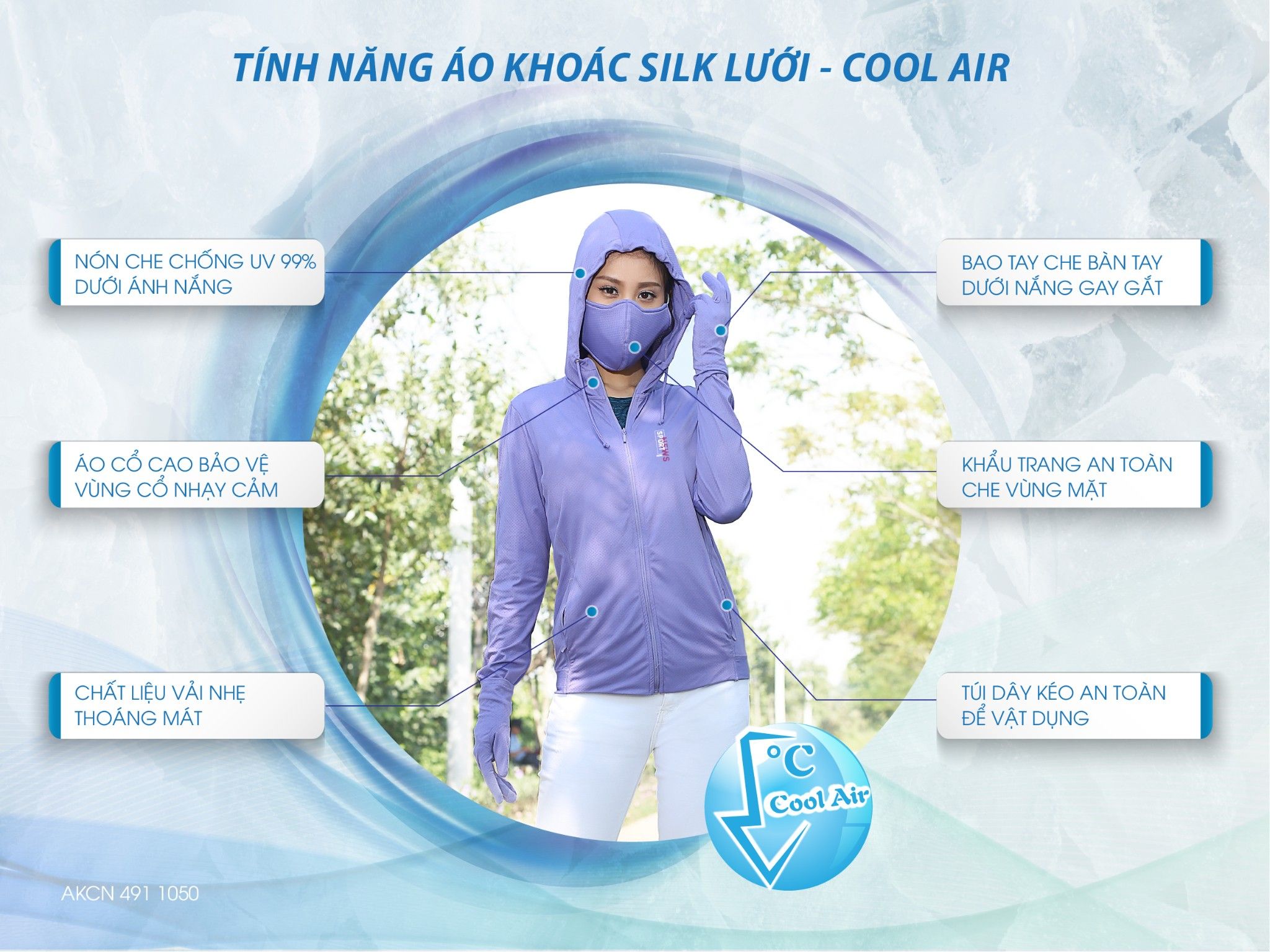 Áo khoác nữ chống nắng, chống UV thể thao T4 chất silk lưới 491p 1050