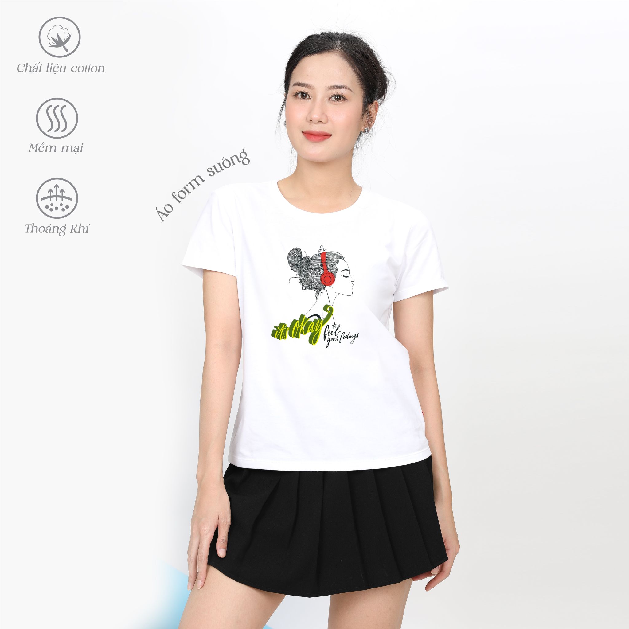 Áo thun nữ tay ngắn form suông chất cotton siêu mát 020p 0806