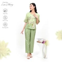 Set đồ bộ nữ kiểu quần dài tay ngắn chất lụa nhung 263p 6041