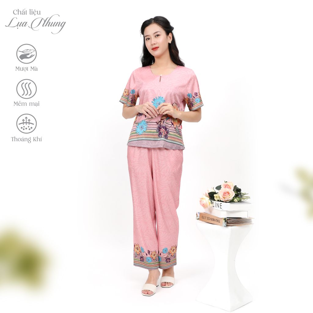 Bộ dài tay ngắn lụa nhung cao cấp 263p 6010