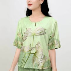 Set đồ bộ nữ kiểu quần dài tay ngắn chất lụa nhung 263p 6041