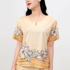 Set đồ bộ nữ kiểu quần dài tay ngắn chất lụa nhung 263p 6012