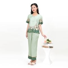 Set đồ bộ nữ kiểu quần dài tay ngắn chất lụa nhung 263p 6012