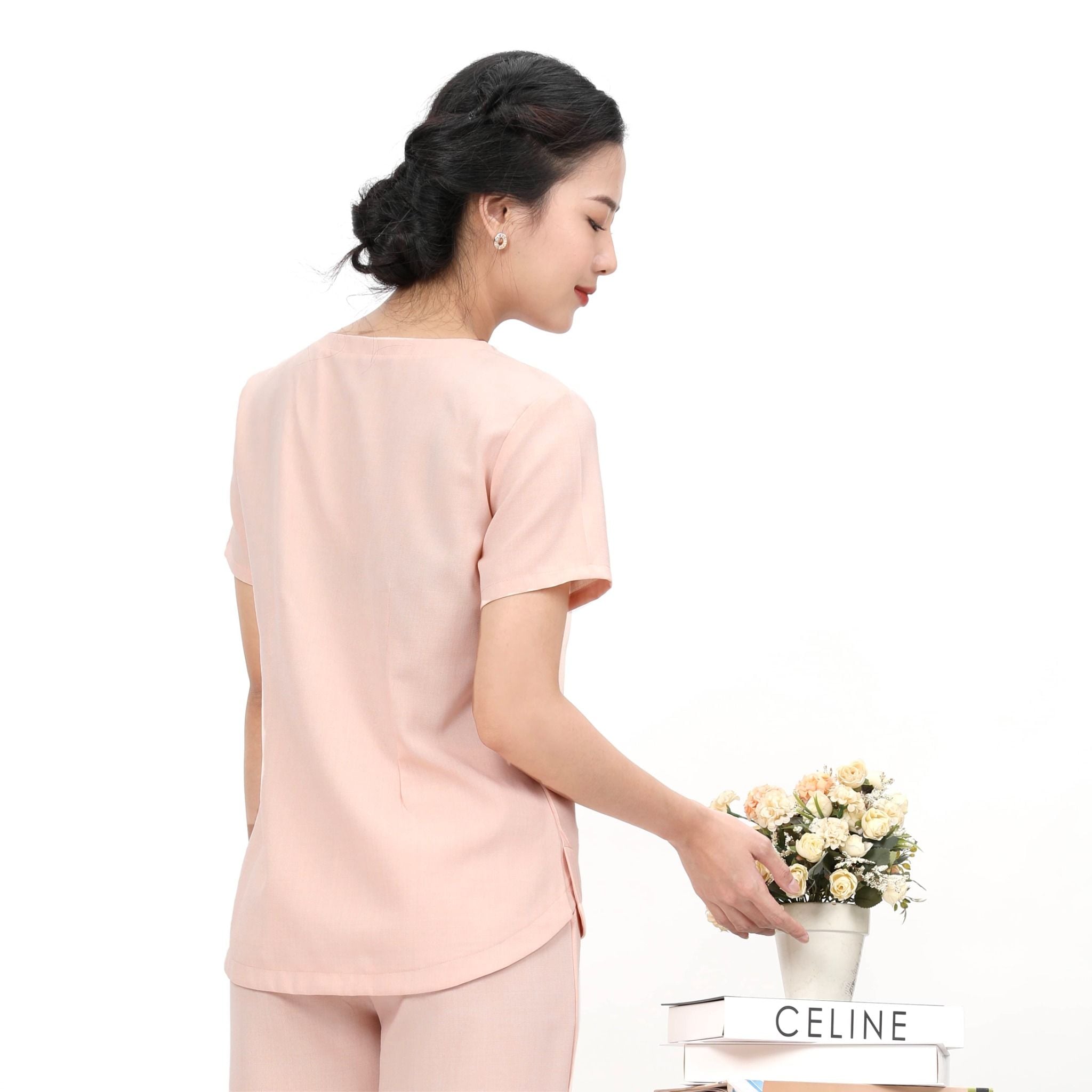 Set đồ bộ nữ kiểu quần dài tay ngắn Linen 383p 3355