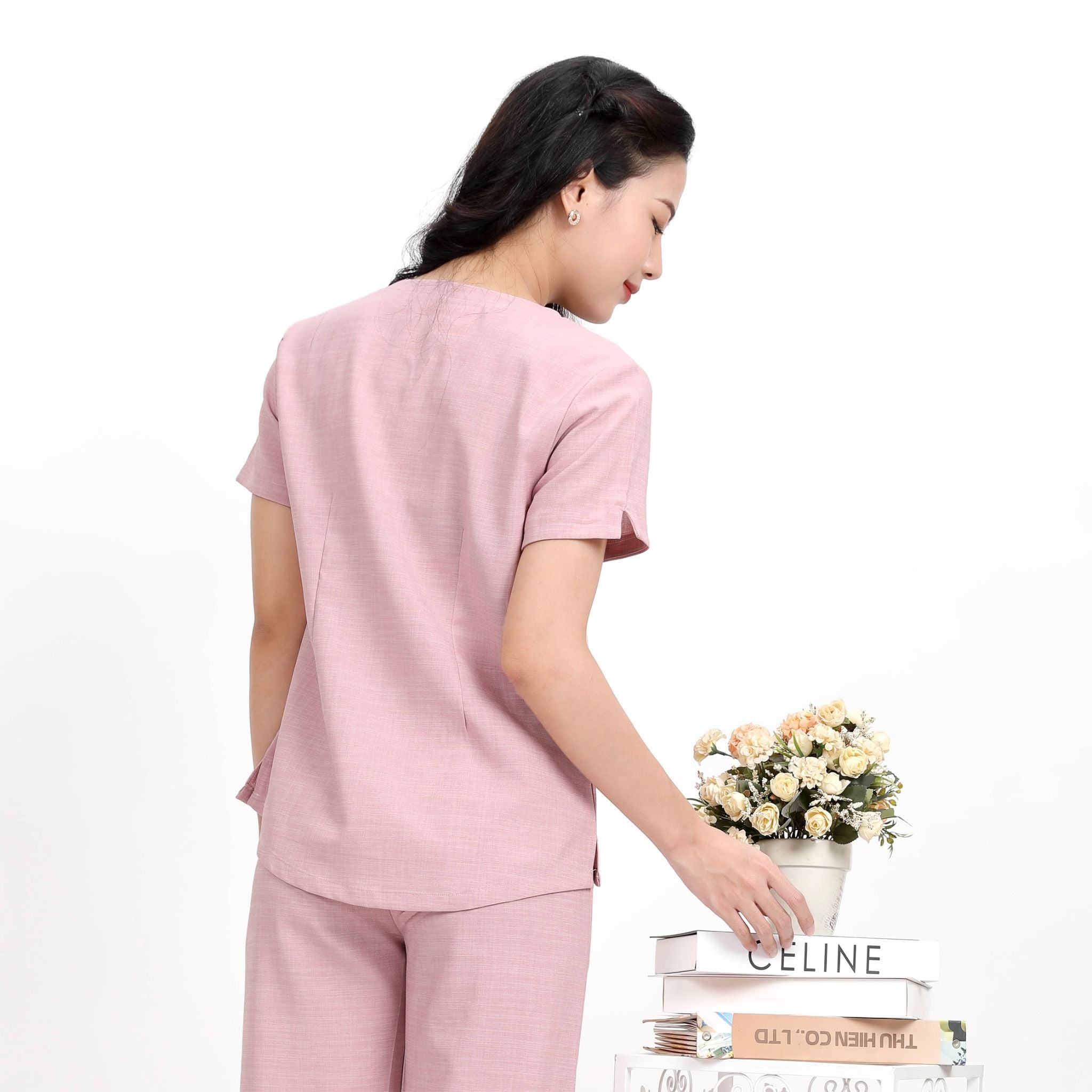 Set đồ bộ nữ kiểu quần dài tay ngắn Linen 383p 3357