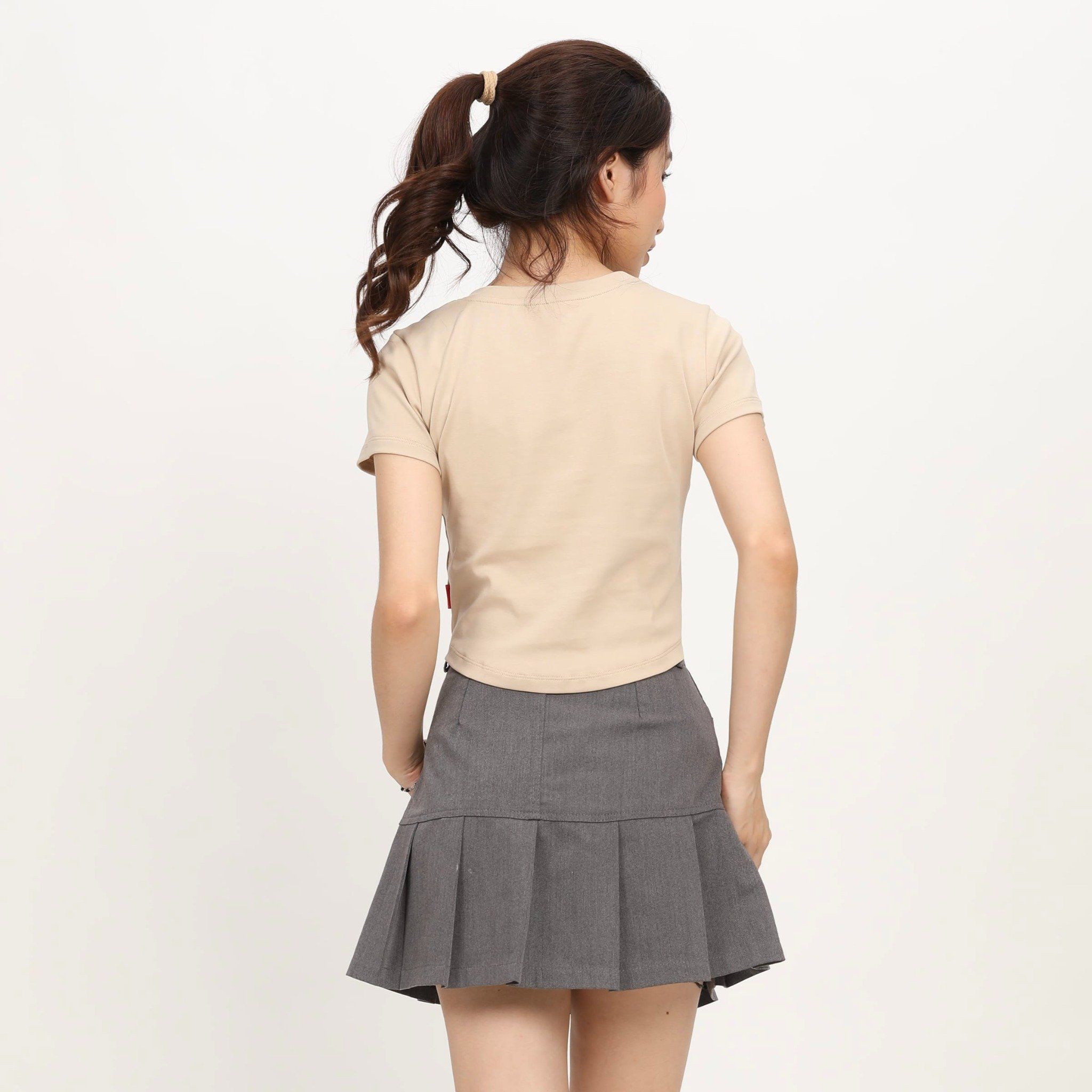 Áo thun nữ Croptop tay ngắn Cổ Tròn LIME chất rib chất cotton siêu mát 220p 0267