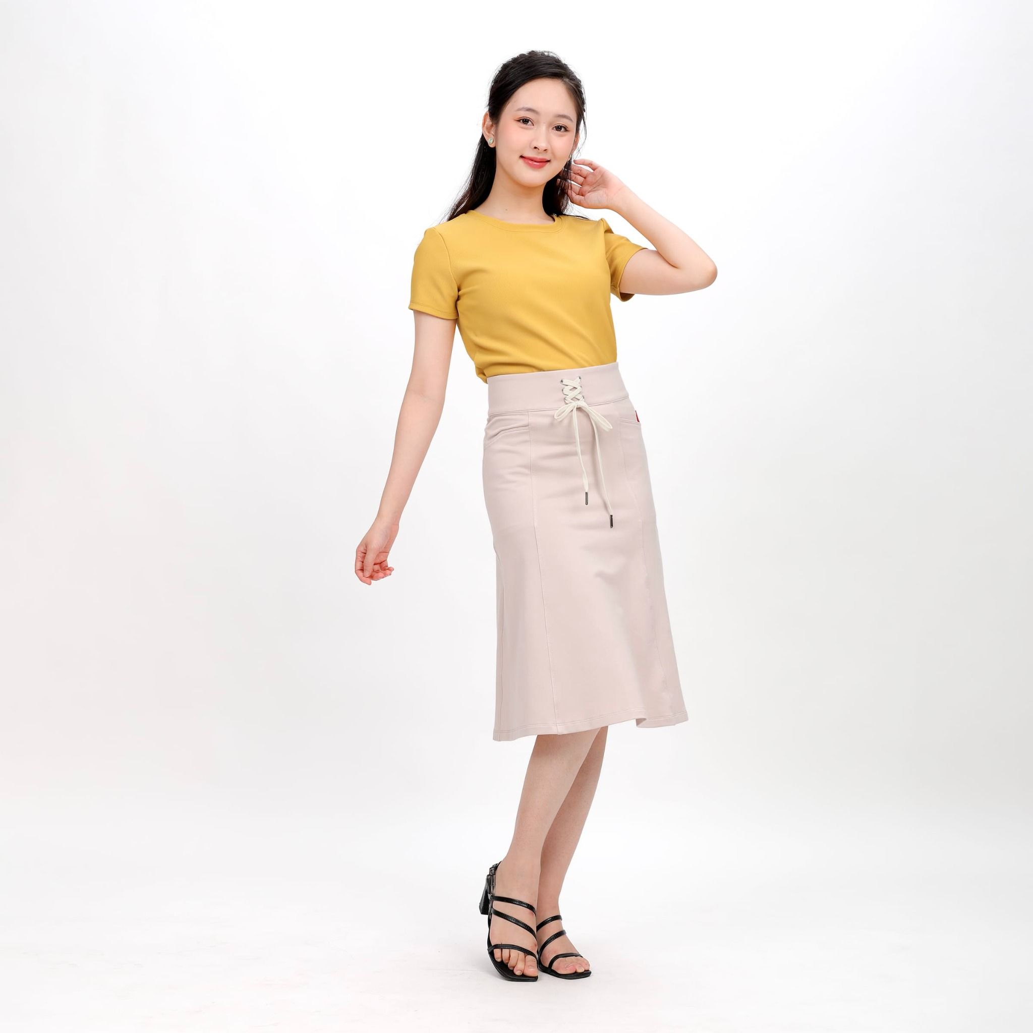 Chân váy dài chất jean thun 502p 8059