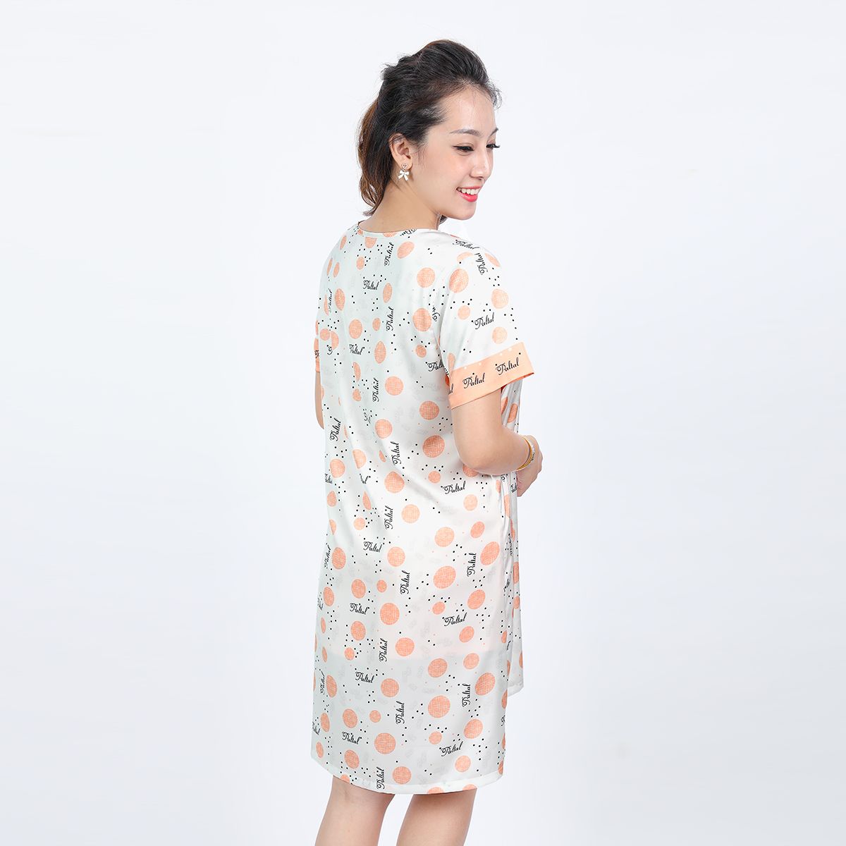 Áo ngủ, Váy ngủ tay ngắn chất lụa nhung 262p 2075