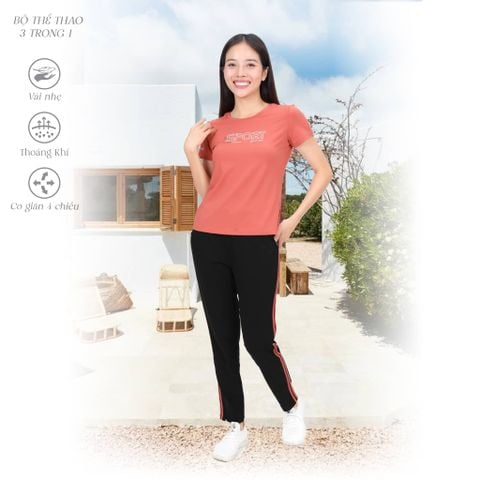 Set đồ bộ nữ kiểu quần dài tay ngắn chất poly cát 313p 3370
