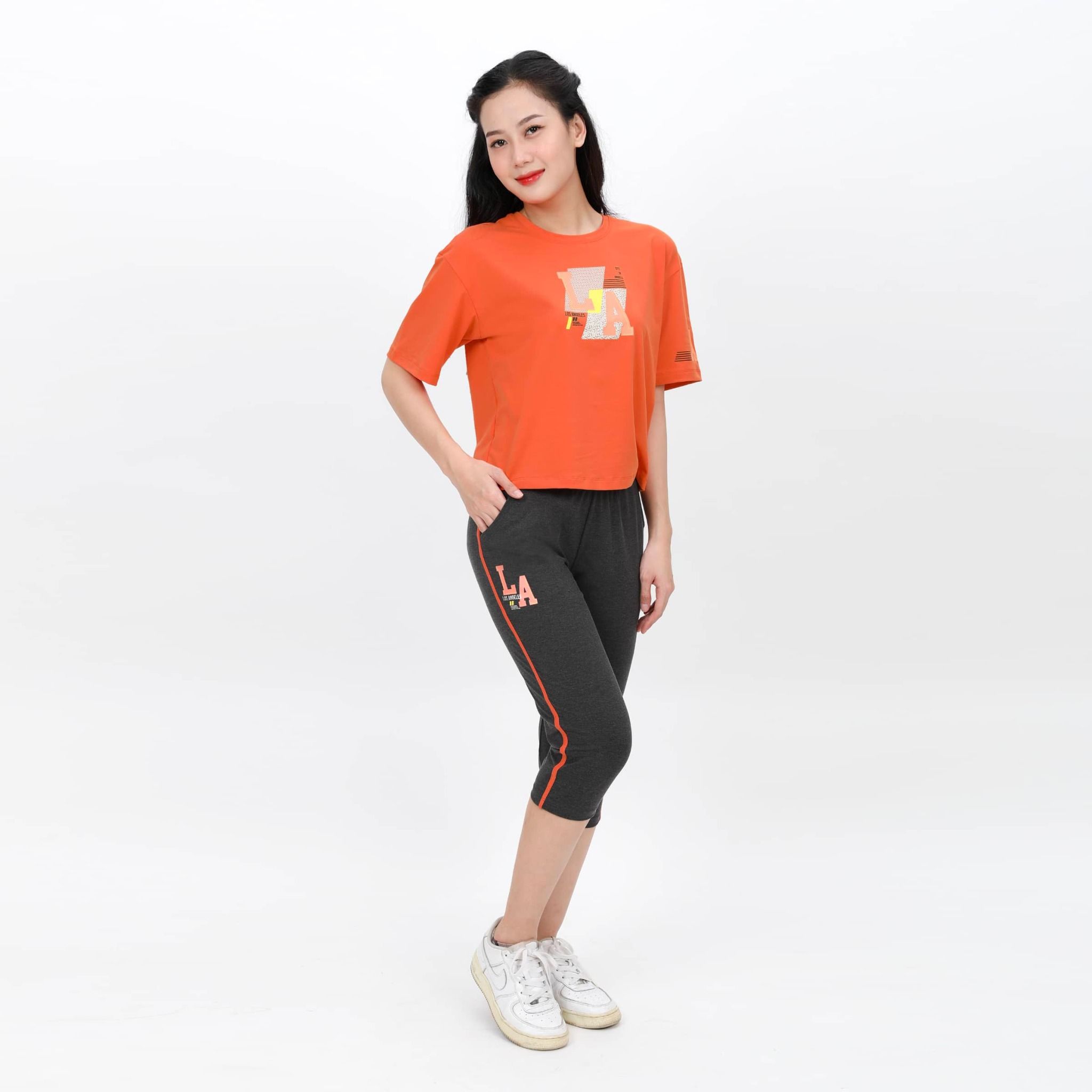 Set đồ bộ nữ kiểu quần lửng tay ngắn cotton cvc mát 194p 7003