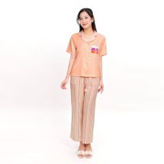 Set đồ bộ nữ kiểu quần dài tay ngắn in hoa chất lụa nhung BDTN 263p 6056