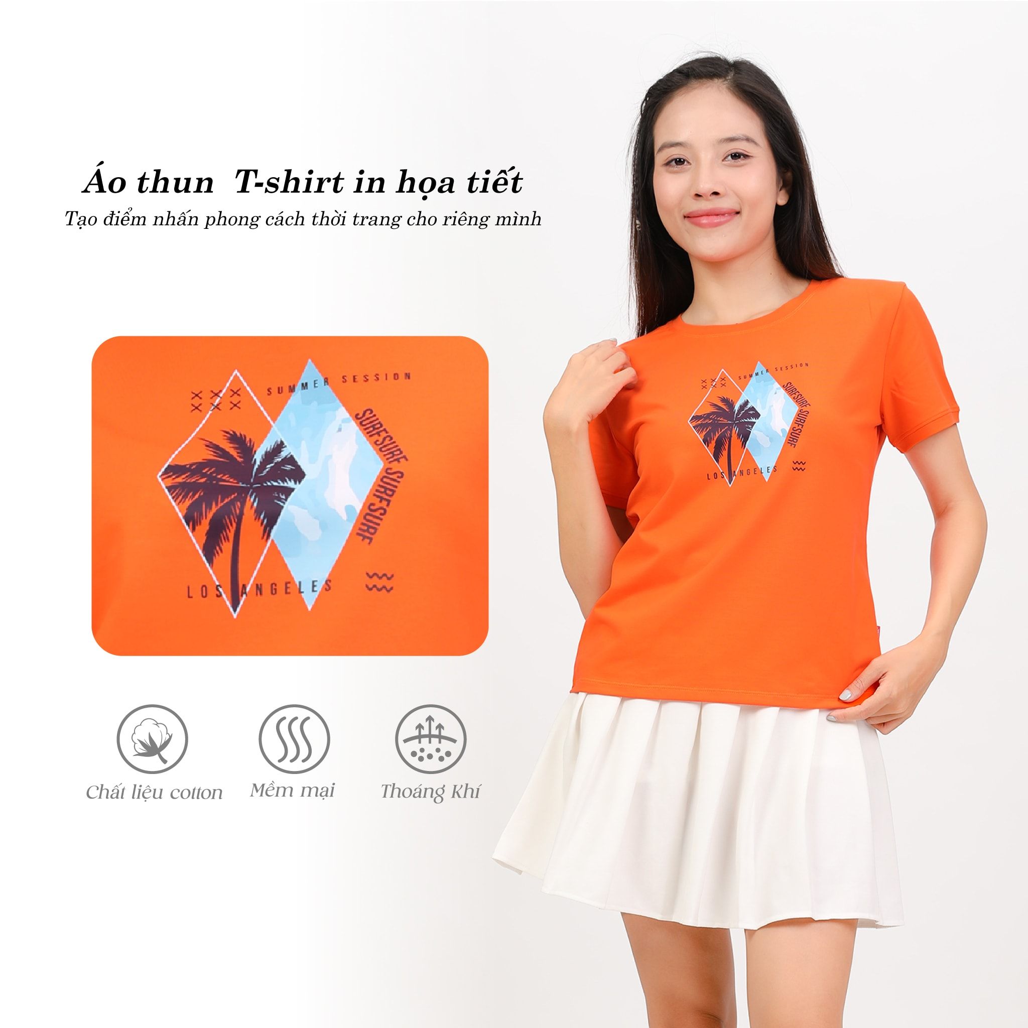 Áo thun nữ tay ngắn form cơ bản chất cotton siêu mát 020p 0308