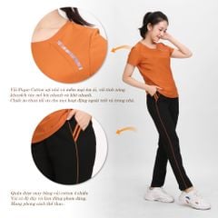 Set đồ bộ nữ kiểu quần dài tay ngắn chất pique 523p 3382