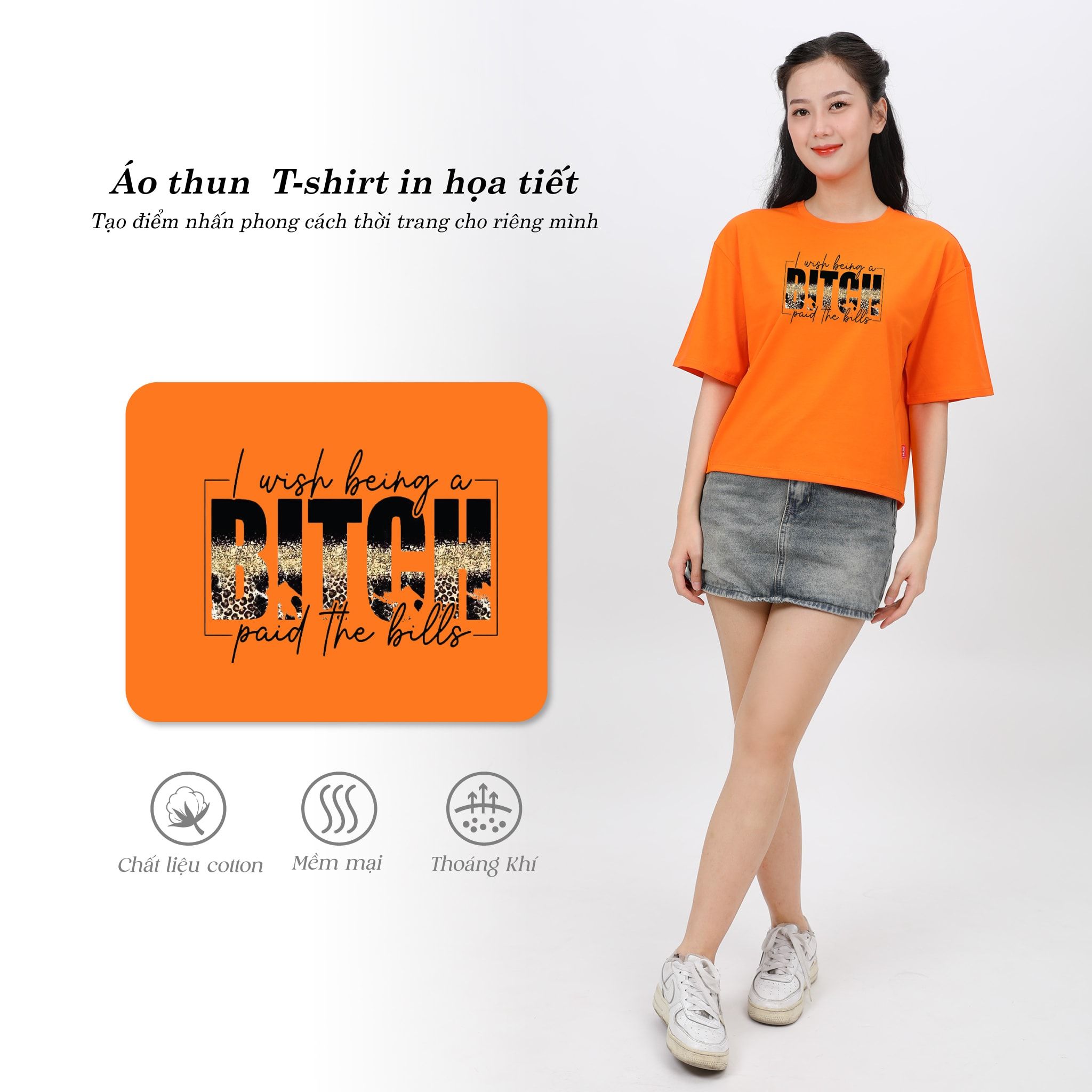Áo thun nữ phom vuông chất cotton siêu mát 190p 0294