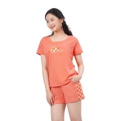 Set đồ bộ nữ kiểu quần đùi tay ngắn chất vảy cá cotton cvc mát 195p 5102