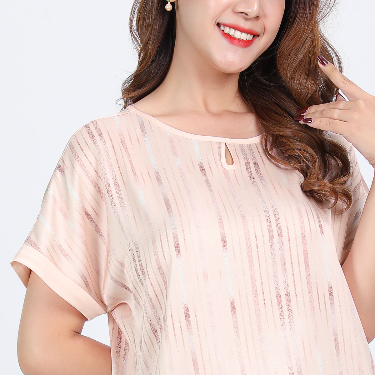 Set đồ bộ nữ kiểu quần dài tay ngắn chất lụa nhung 263p 3351