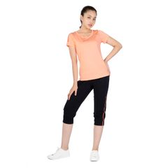 Đồ bộ nữ thể thao tập gym, yoga kiểu quần lửng tay ngắn 3 trong 1 melan lưới 344p 4195