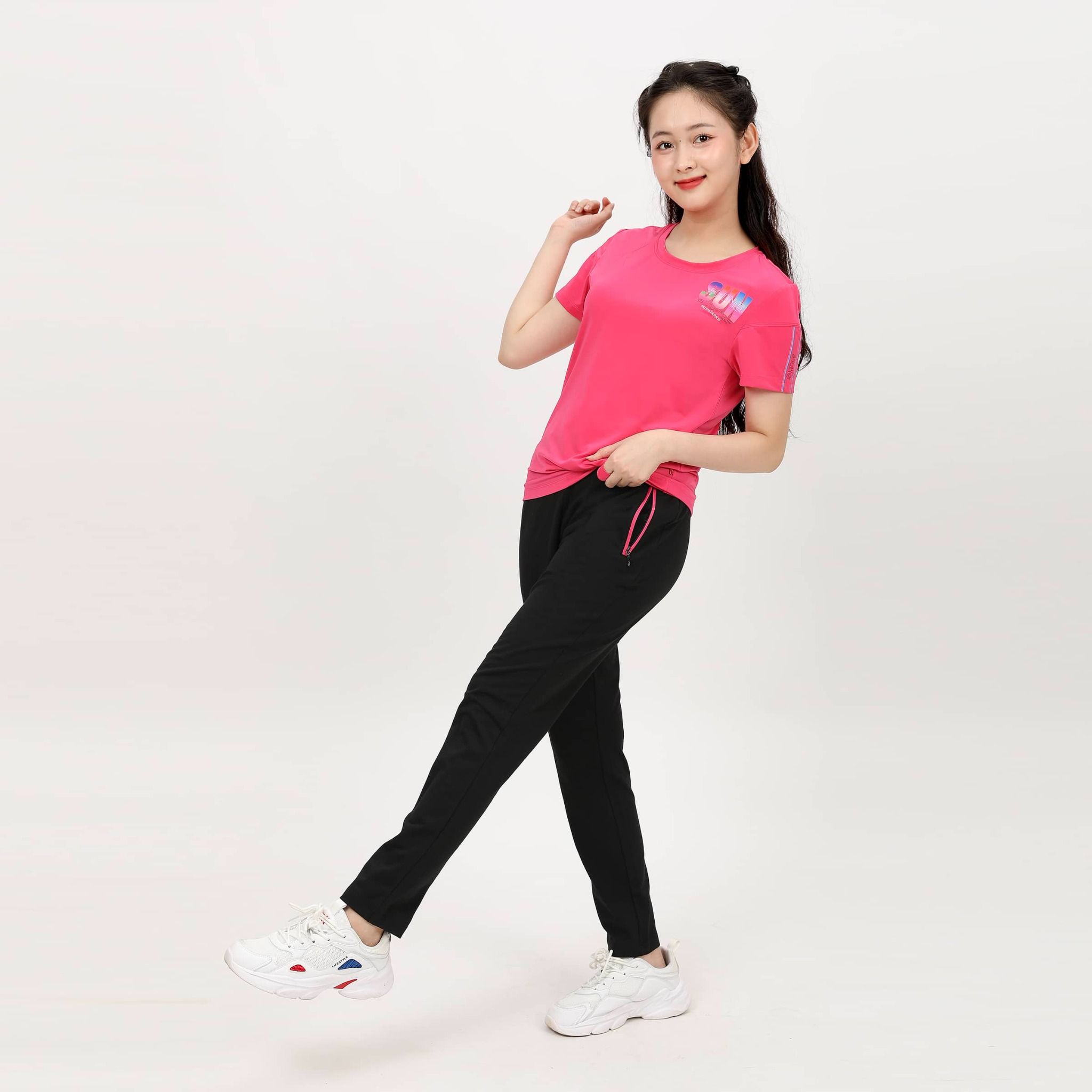 Set đồ bộ nữ kiểu quần dài tay ngắn chất nhung lạnh 153p 6004