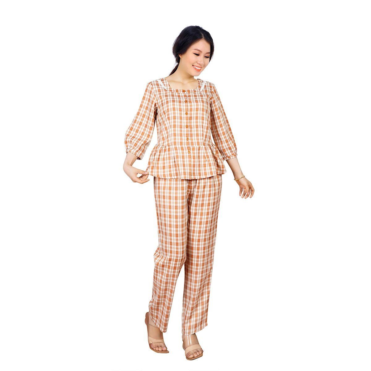 Set đồ bộ nữ kiểu quần dài tay lỡ chất kate 113p 3282