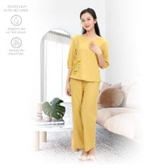 Set đồ bộ nữ kiểu quần dài tay ngắn Linen 383p 3354