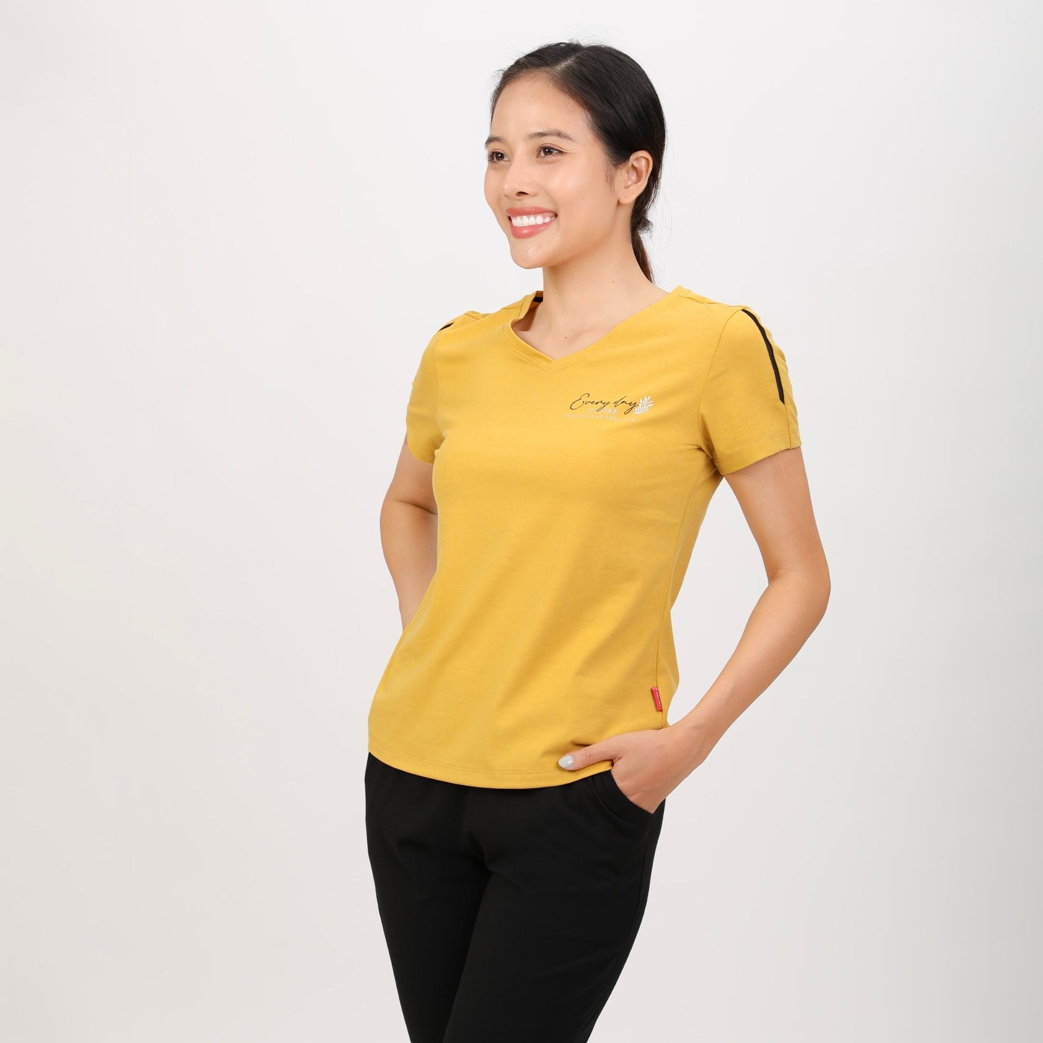 Set đồ bộ nữ kiểu quần dài tay ngắn Cổ Tim chất cotton cvc mát chất melan 193p 3392