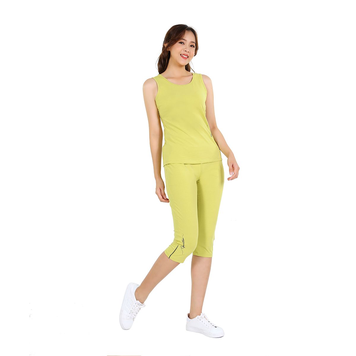 Set đồ bộ nữ kiểu quần lửng không tay chất cotton siêu mát 024p 4182