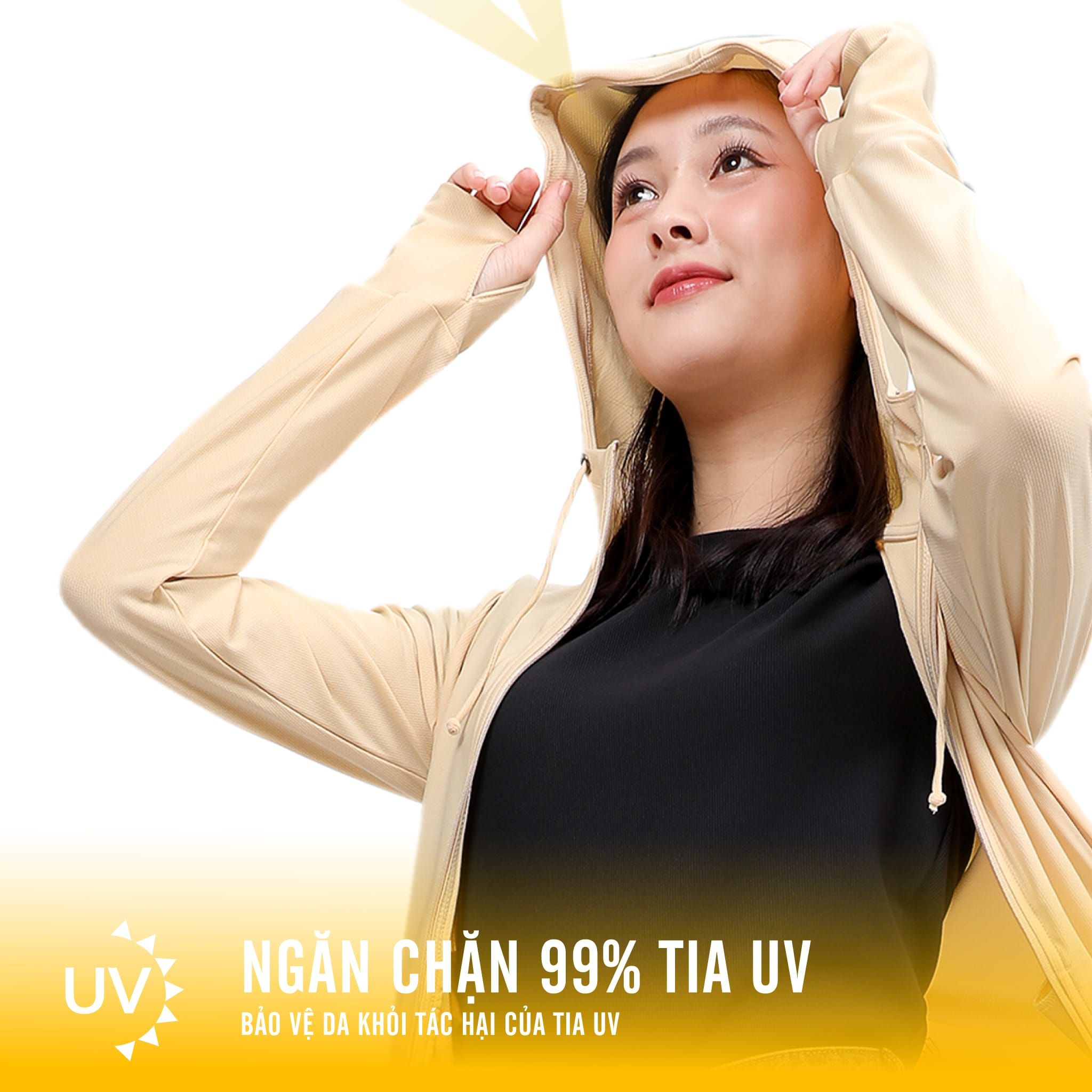 Áo khoác nữ chống nắng, chống UV có nón chất poly cát 311p 1270