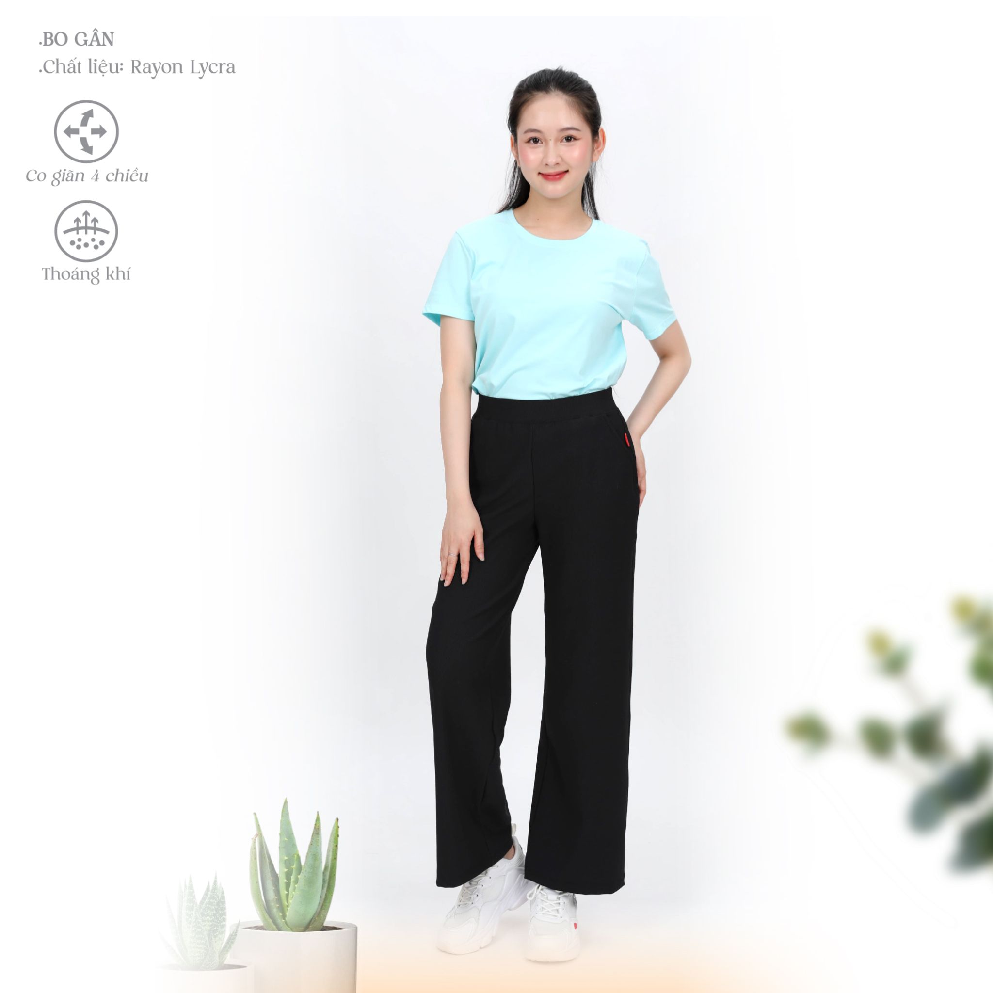 Quần dài nữ chất rib gân 558p 8054