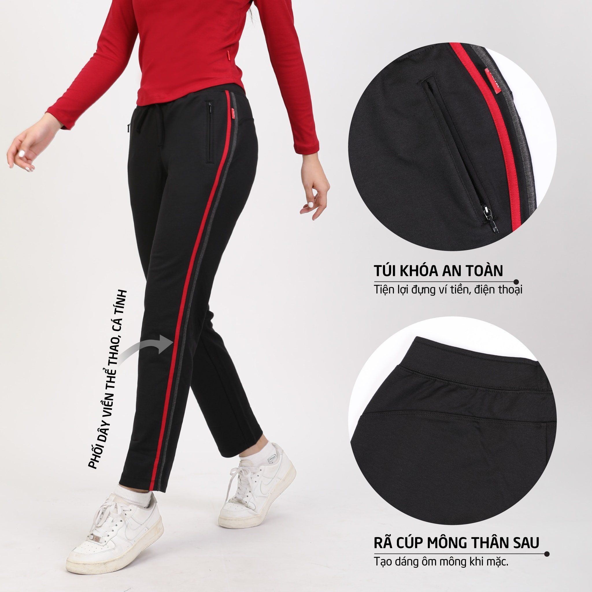 Quần thể thao nữ ống dài thun chất vảy cá cotton cvc mát 408p 8064