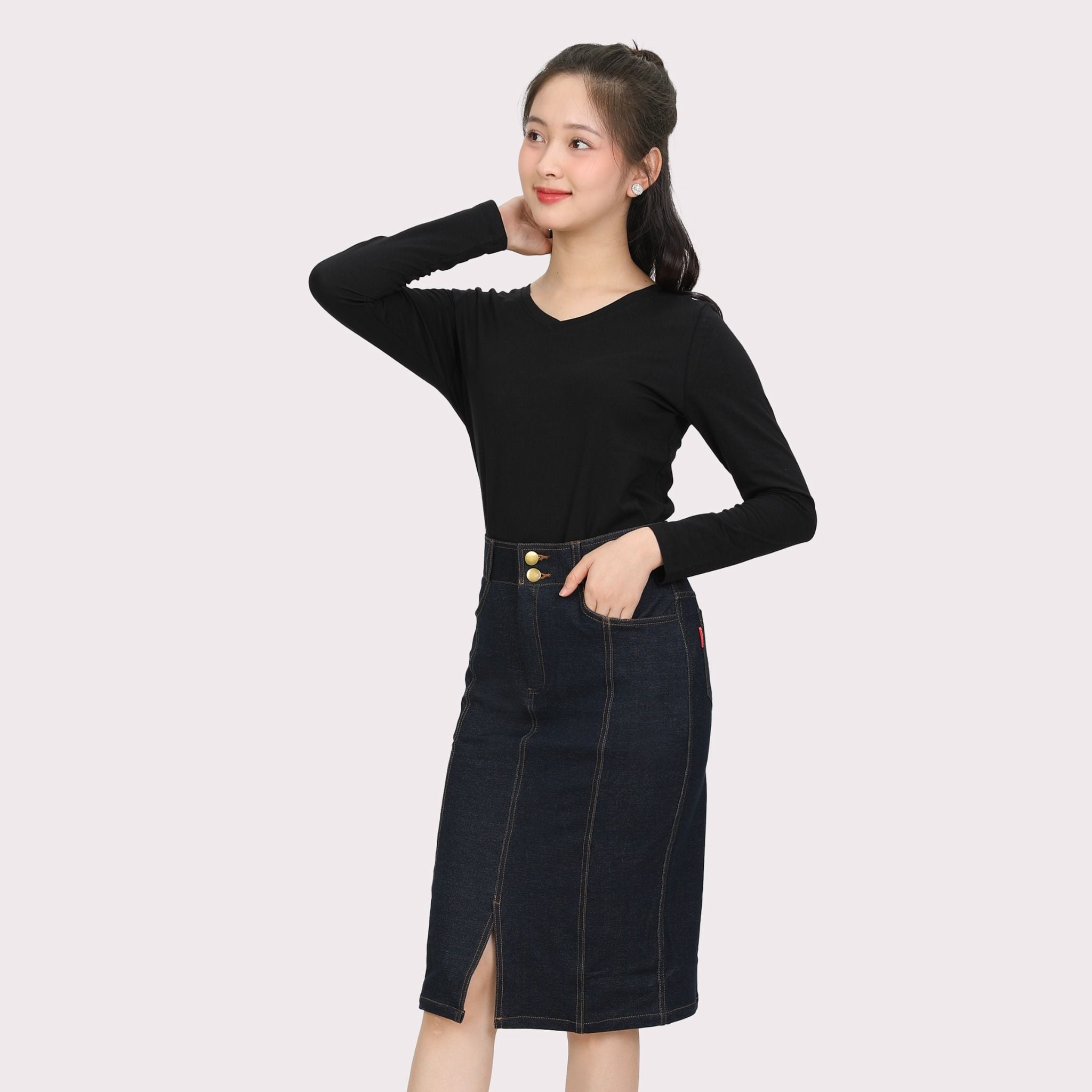 Áo thun nữ tay dài Cổ Tim chất cotton siêu mát 020p 0264