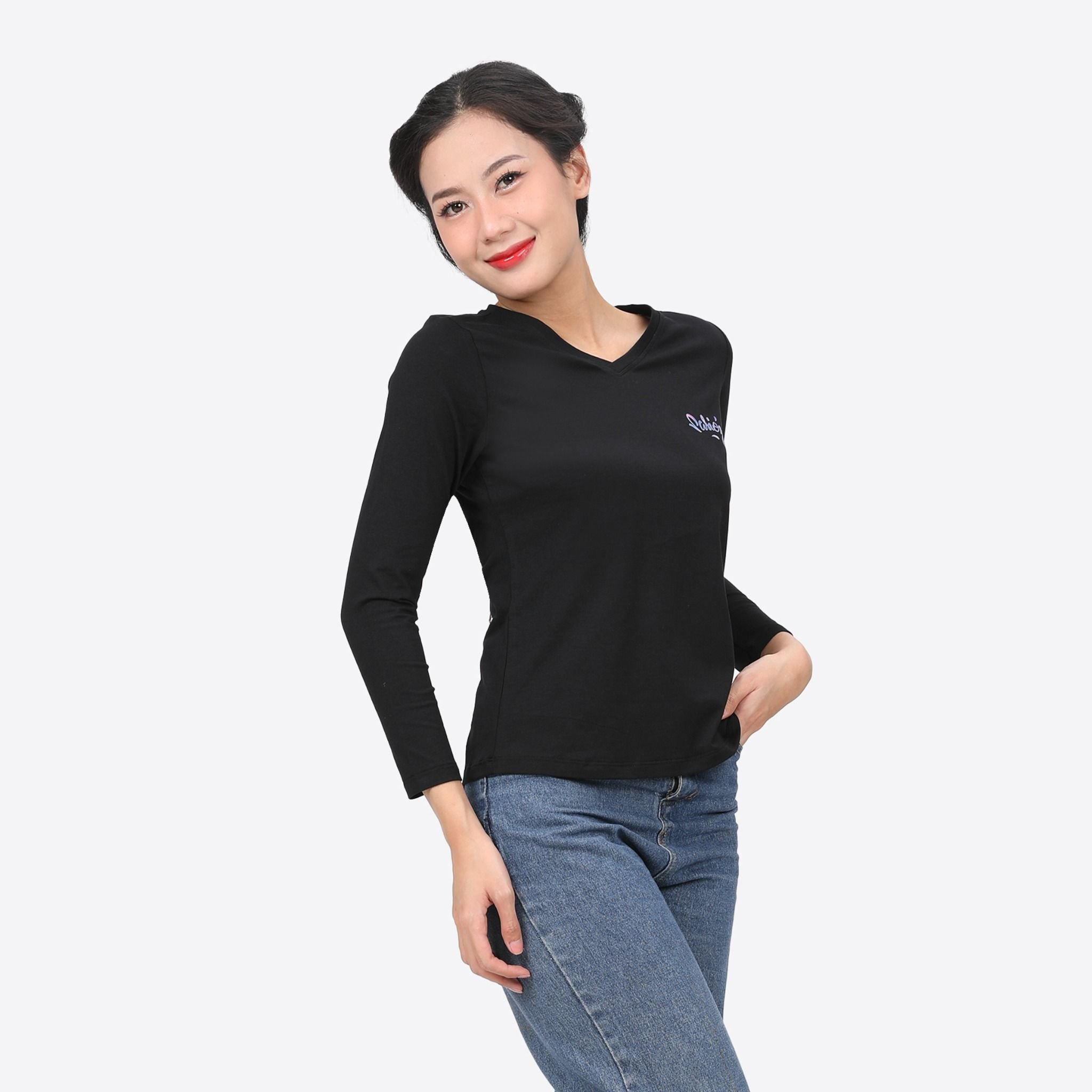 Áo thun nữ tay dài Cổ Tim chất cotton siêu mát 020p 0271