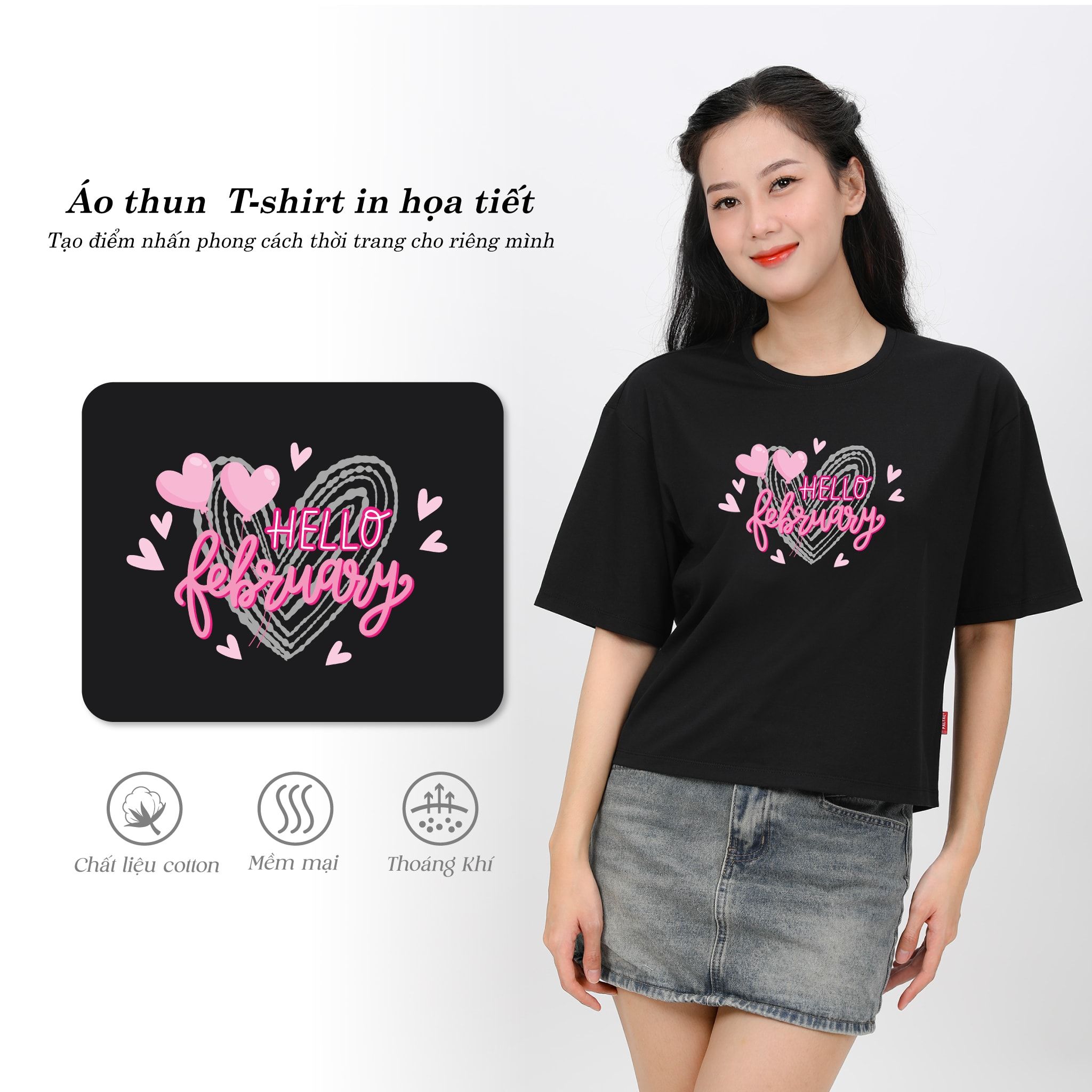 Áo thun nữ phom vuông chất cotton siêu mát 190p 0297