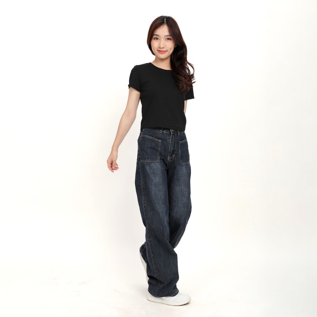 Áo Thun croptop Tay Ngắn Cổ Tròn Rib Cotton 220p 0265