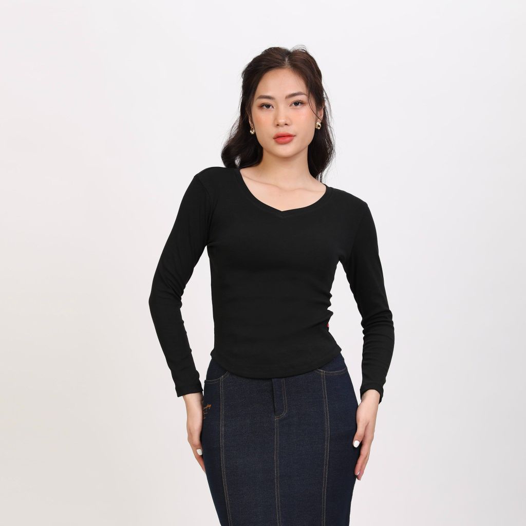 Áo Thun Tay Dài  Cổ Tiim Chất Rip Cotton 220p 0273